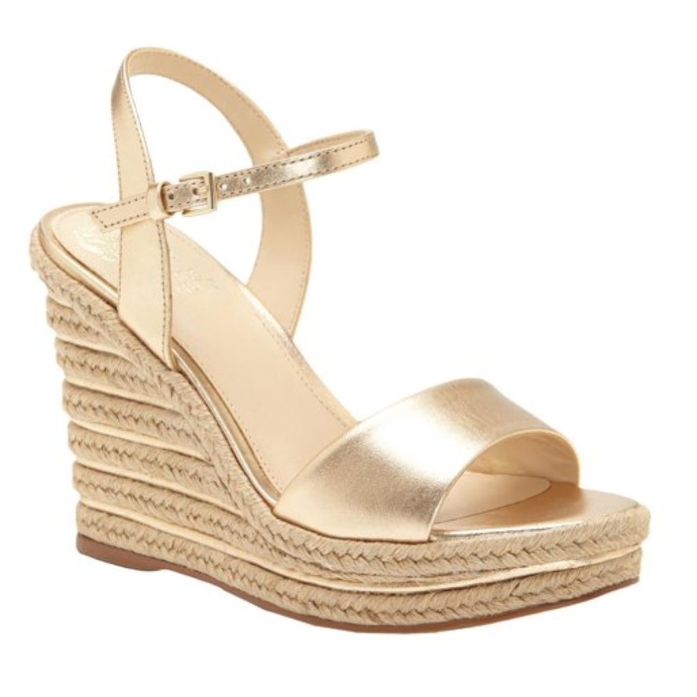 Nordstrom Vince Camuto Marybell Leather Wedge Sandals in Gold
